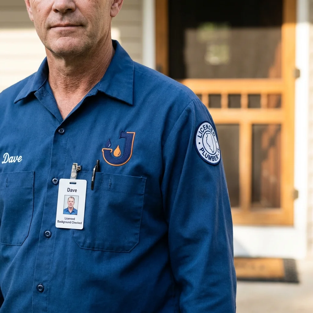 Licensed plumber showing ID badge in Alamo, NV